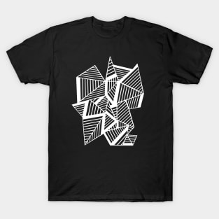 Abstract Lines Black with White T-Shirt